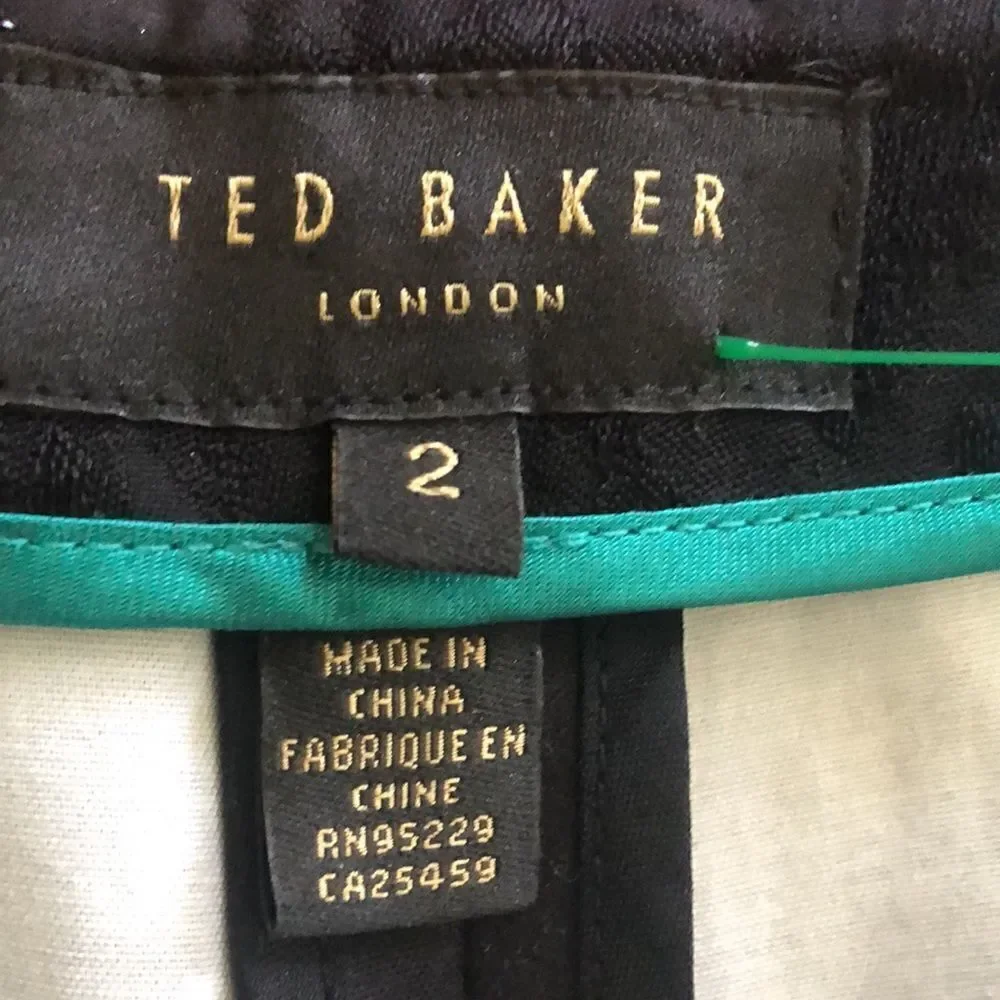 Ted Baker London Black Pants with Blue and Green Butterfly Design - Picture 3 of 8